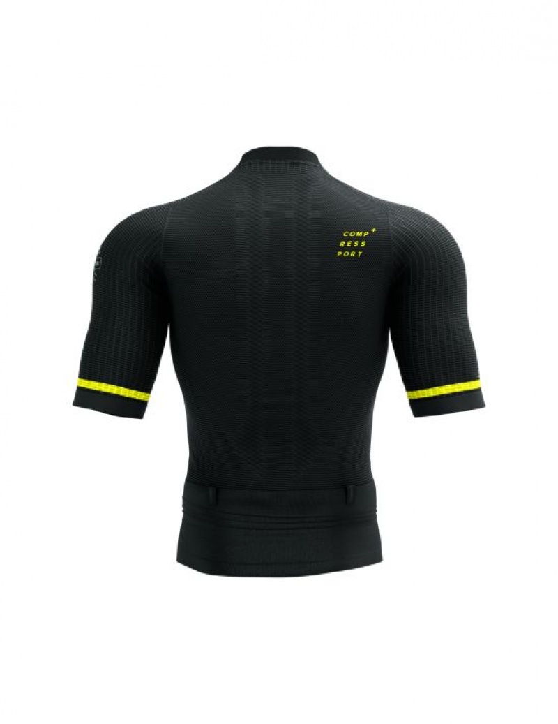 Camiseta Compressport Trilha Postural SS Top M Pretas Amarelas | 76439QXMV