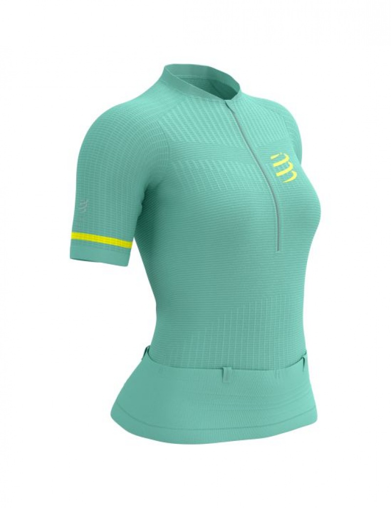 Camiseta Compressport Trilha Postural SS Top W Feminino Azuis | 89430TCFM