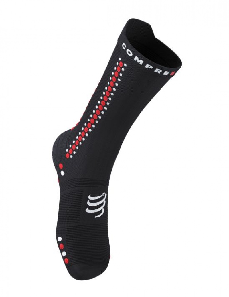 Cycling Socks Compressport Pro Racing Socks v4.0 Bike Masculino Pretas Vermelhas | 26871PSBH