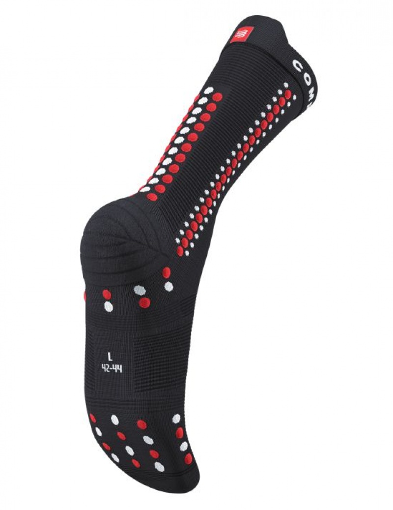 Cycling Socks Compressport Pro Racing Socks v4.0 Bike Masculino Pretas Vermelhas | 26871PSBH