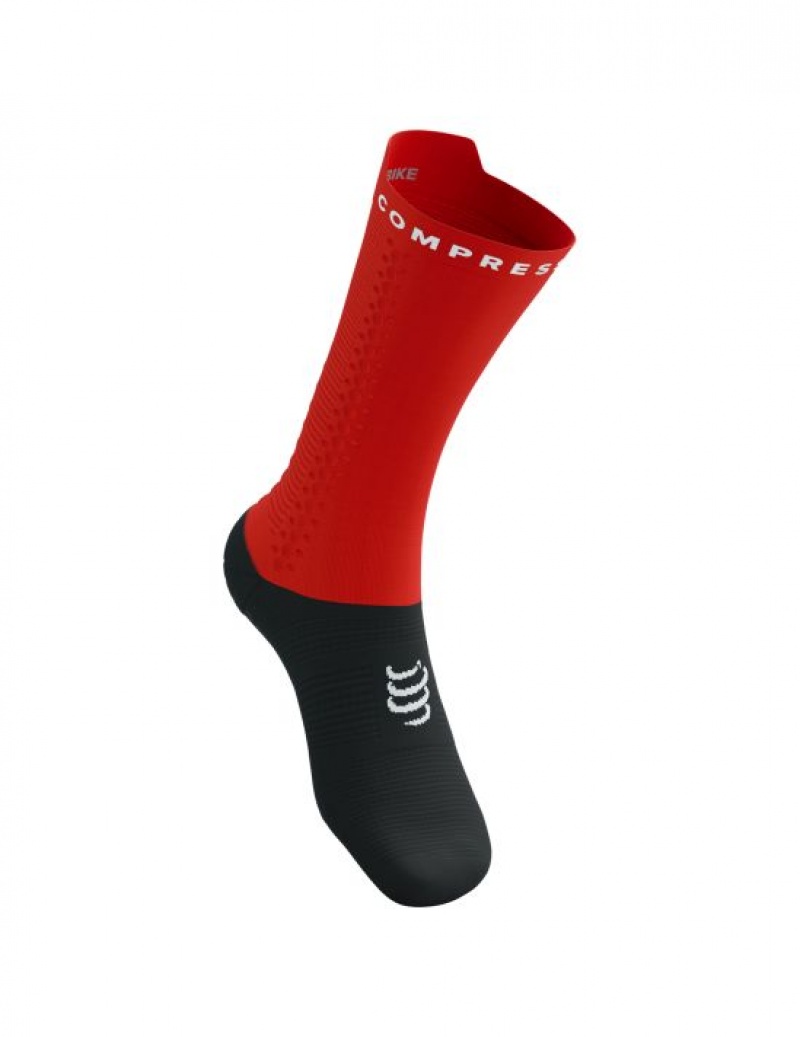 Cycling Socks Compressport Pro Racing Socks v4.0 Bike Masculino Vermelhas Pretas | 91375PJAF