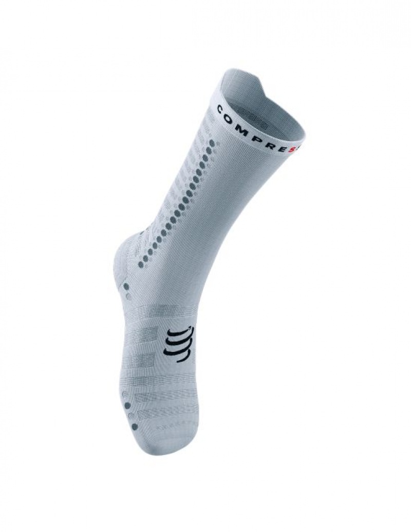 Cycling Socks Compressport Pro Racing Socks v4.0 Ultralight Bike Masculino Branco Pretas | 97436YHKS