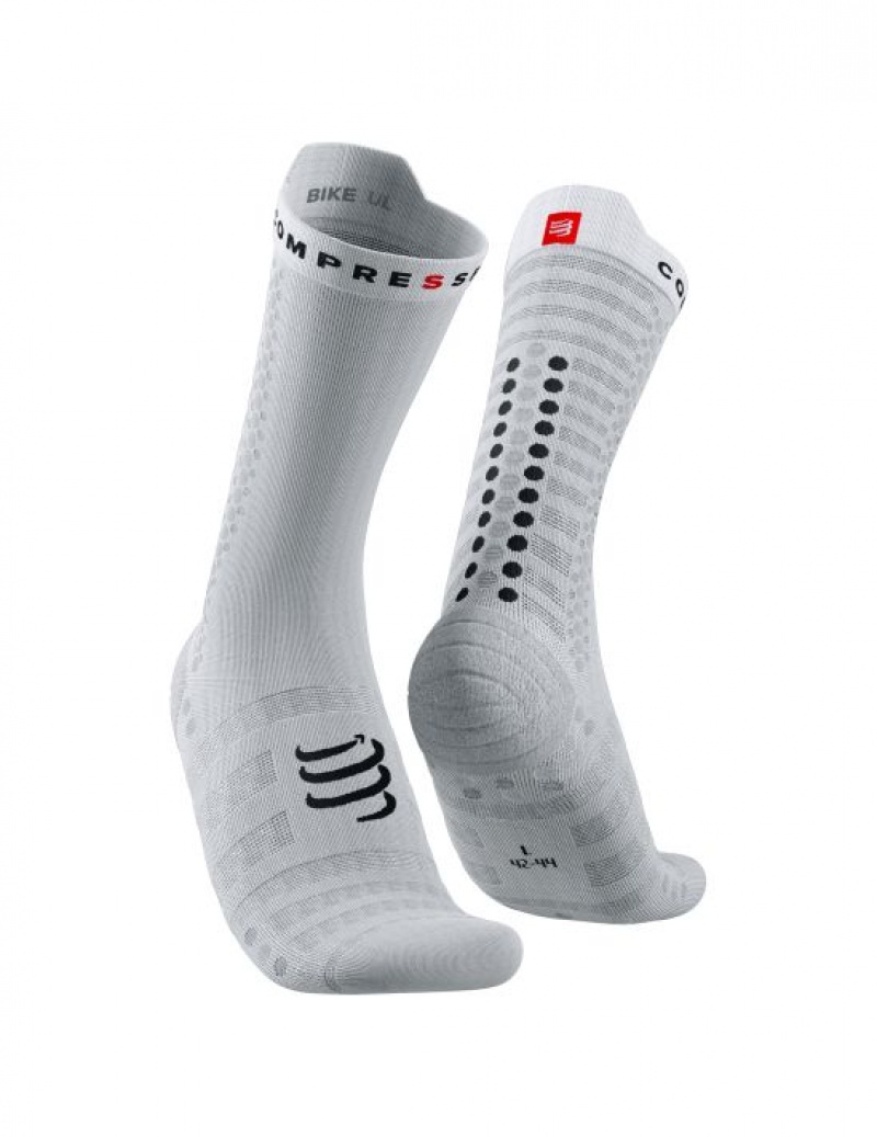 Cycling Socks Compressport Pro Racing Socks v4.0 Ultralight Bike Masculino Branco Pretas | 97436YHKS