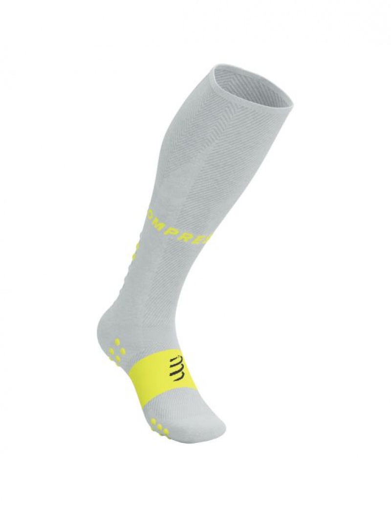 High Socks Compressport Full Socks Oxygen Masculino Branco Amarelas | 63420EAQD