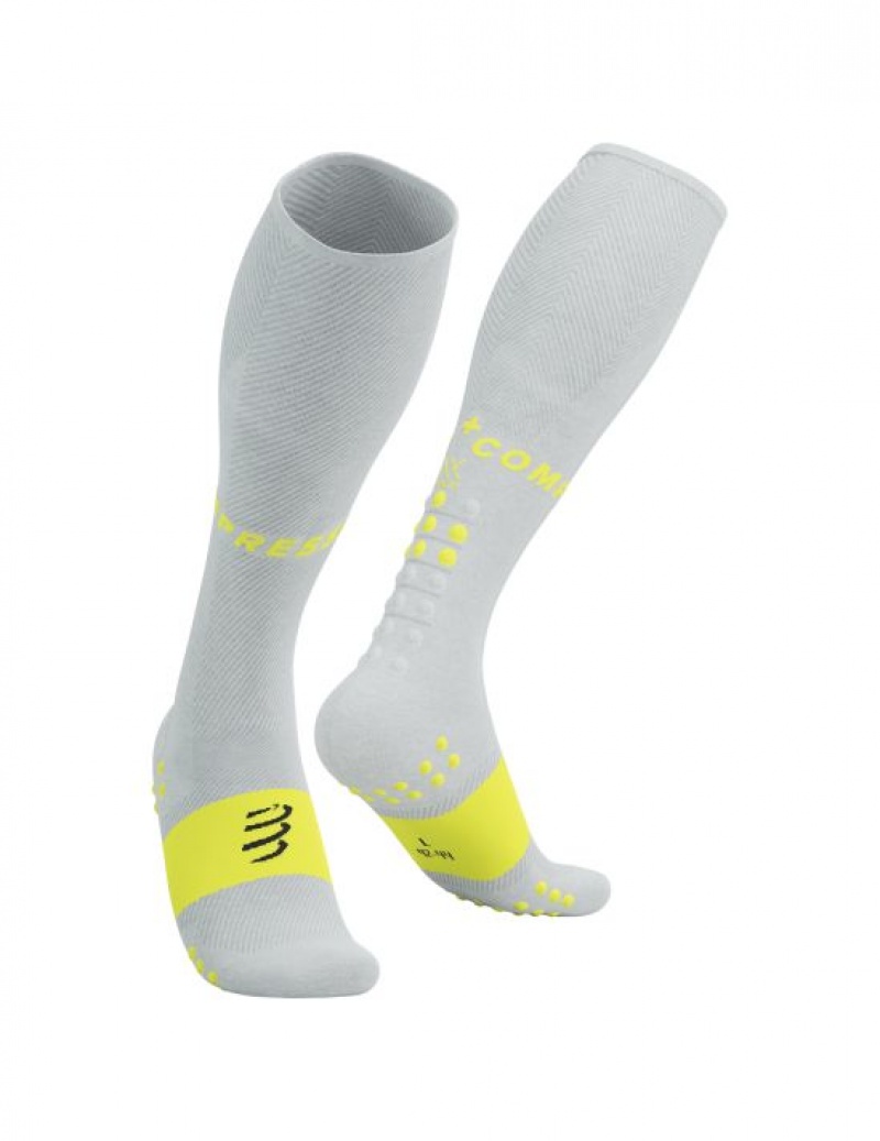 High Socks Compressport Full Socks Oxygen Masculino Branco Amarelas | 63420EAQD