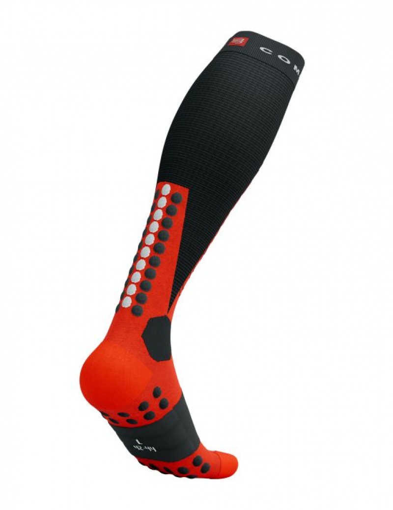 High Socks Compressport Ski Mountaineering Full Socks Masculino Pretas Vermelhas | 34021KAOR