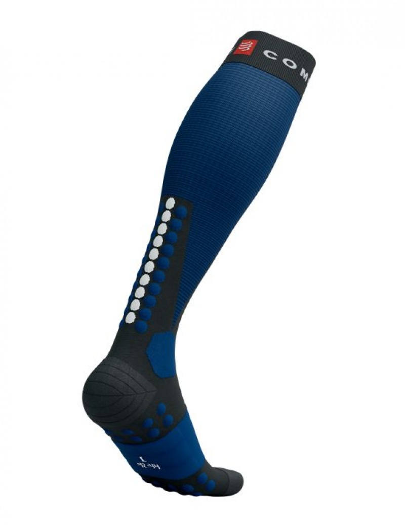 High Socks Compressport Ski Touring Full Socks Masculino Pretas Azuis | 60712IASG