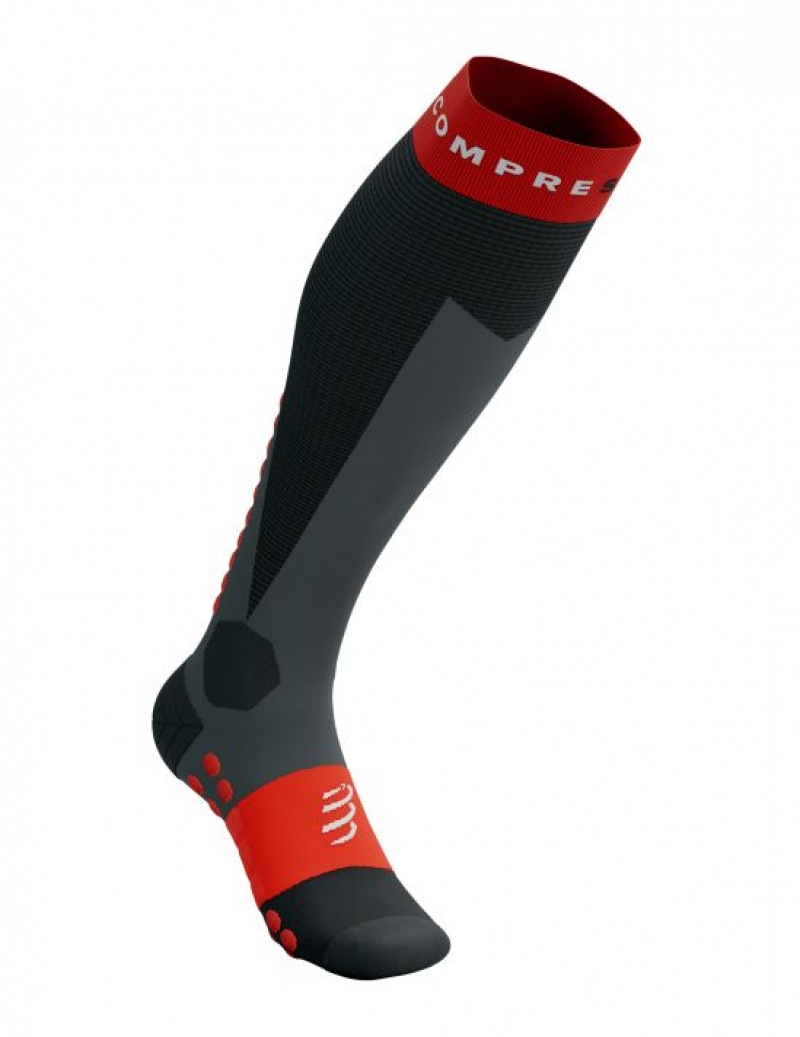 High Socks Compressport Ski Touring Full Socks Masculino Pretas Vermelhas | 12895YVQW