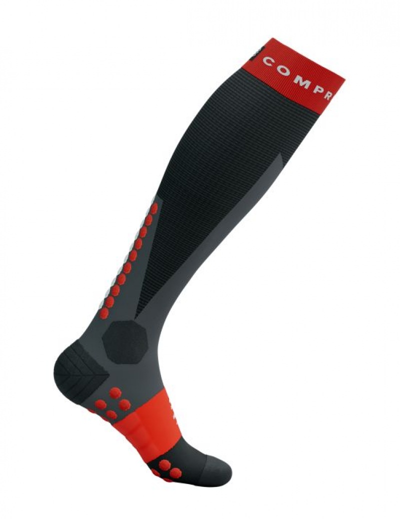 High Socks Compressport Ski Touring Full Socks Masculino Pretas Vermelhas | 12895YVQW