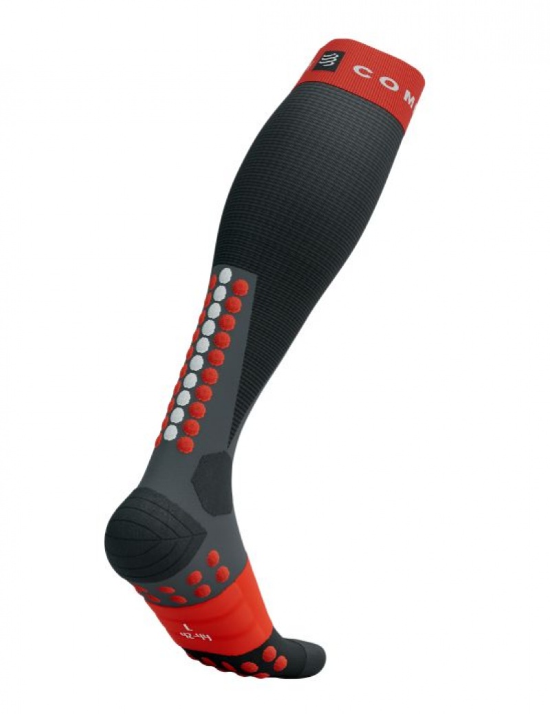 High Socks Compressport Ski Touring Full Socks Masculino Pretas Vermelhas | 12895YVQW