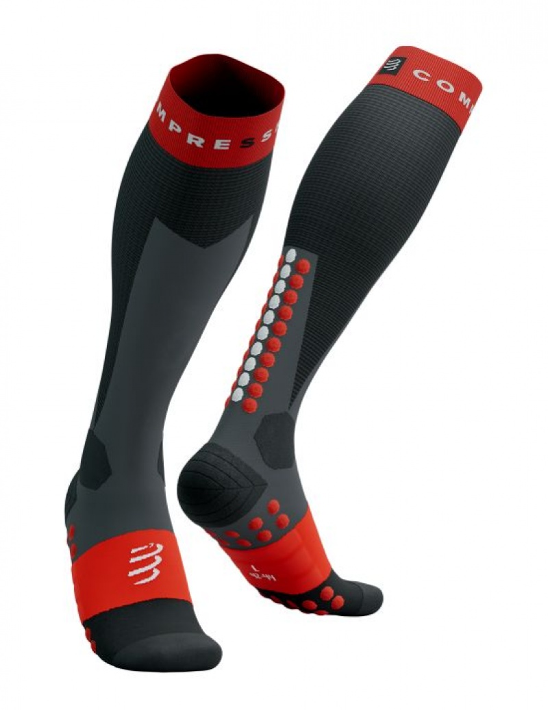 High Socks Compressport Ski Touring Full Socks Masculino Pretas Vermelhas | 12895YVQW