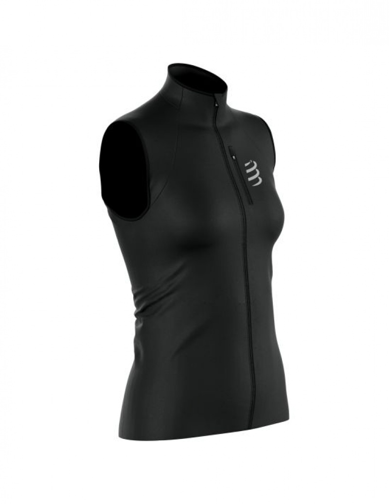 Jaqueta De Corrida Compressport Hurricane Windproof Vest W Feminino Pretas | 15268HAPL