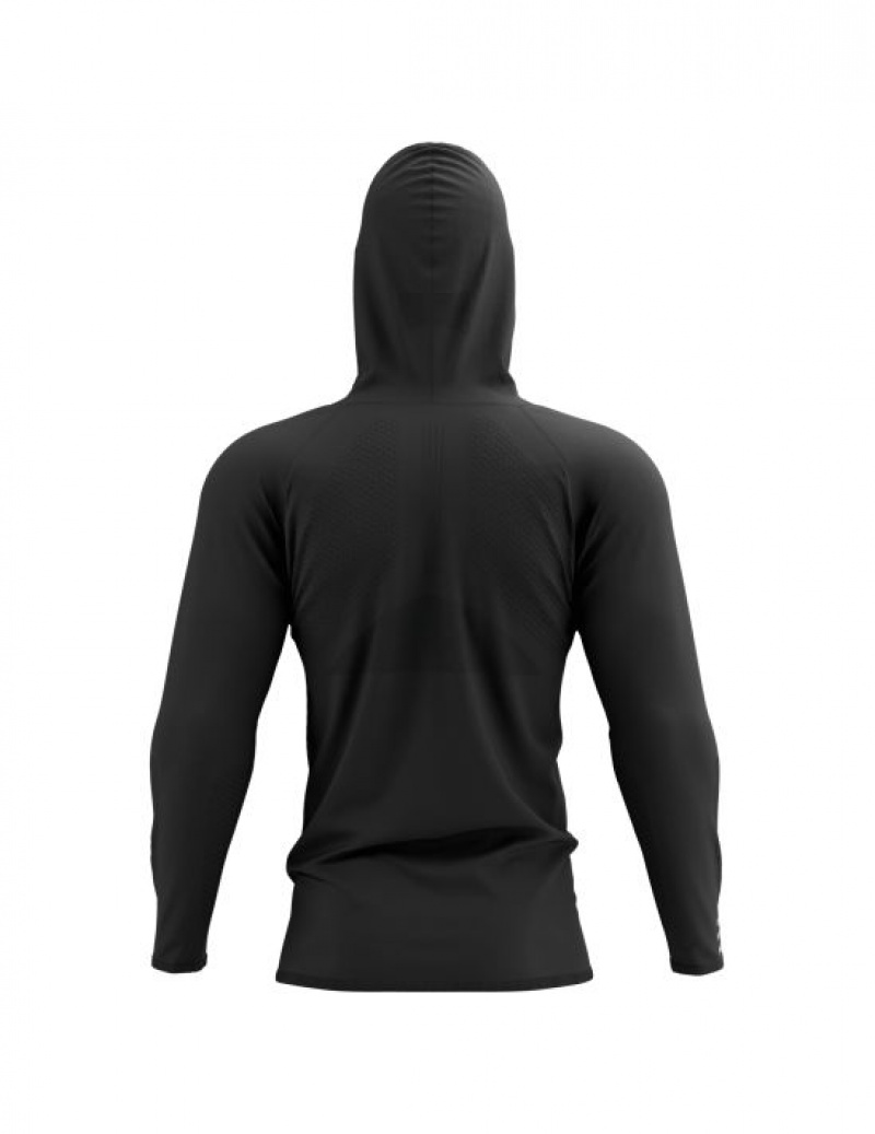 Jaquetas Compressport 3D Thermo Seamless Hoodie Zip Feminino Pretas | 36185CWGD