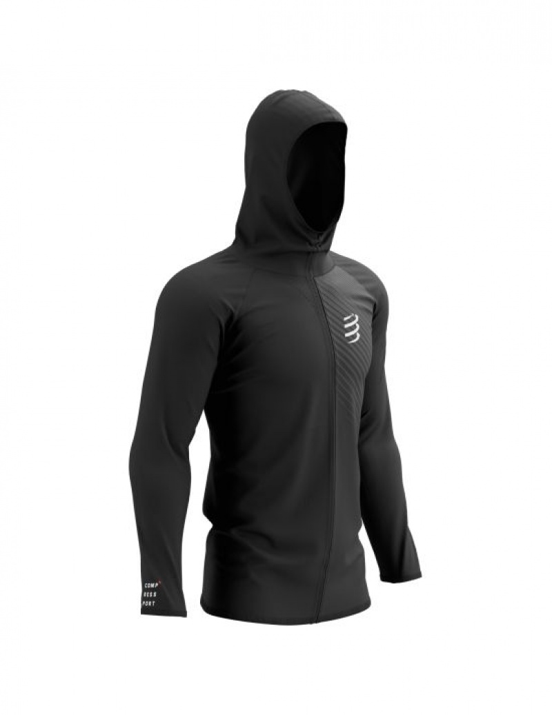 Jaquetas Compressport 3D Thermo Seamless Hoodie Zip Feminino Pretas | 36185CWGD