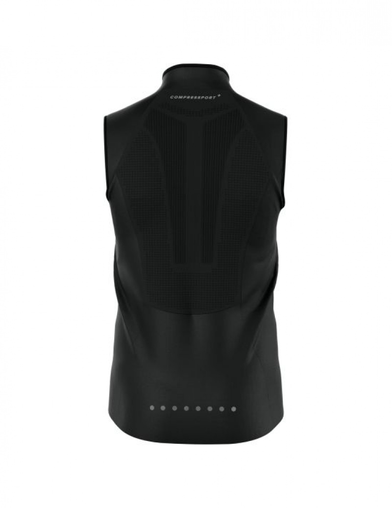 Jaquetas Compressport Hurricane Windproof Vest M Masculino Pretas | 64271UXZO