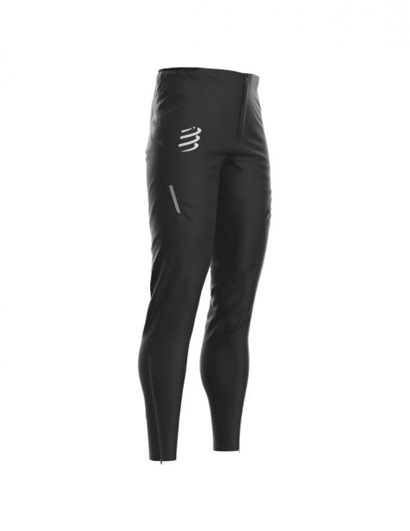 Leggings Compressport Hurricane Impermeáveis 10/10 Pants Feminino Pretas | 97238JNBP