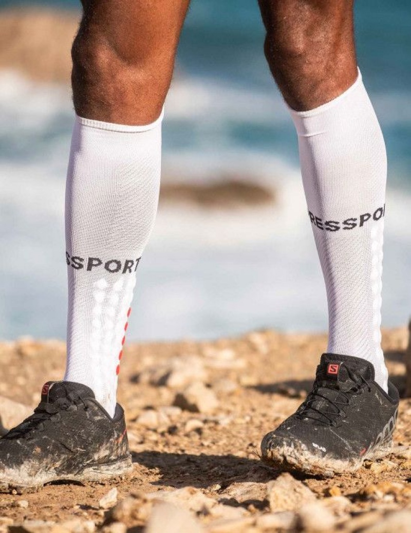 Meias Compressport Full Socks Run Branco | 95128XFJI