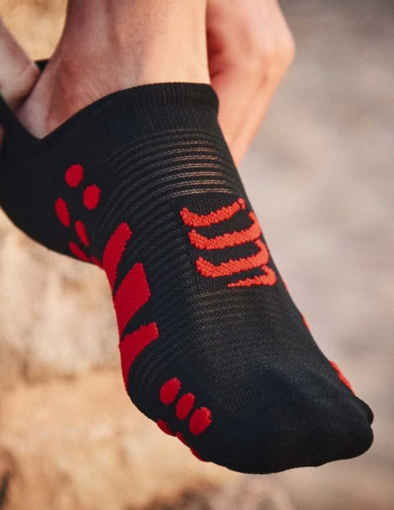 Meias Compressport No Show Socks Pretas Vermelhas | 43816LWOJ