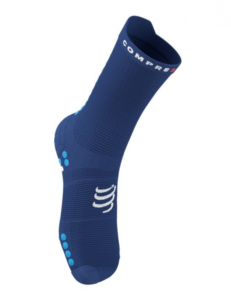 Meias Compressport Pro Racing Socks v4.0 Run High Azuis | 52893FYHP