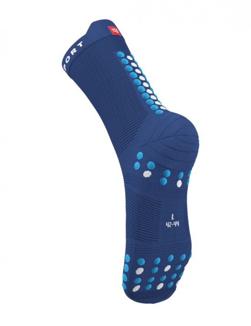 Meias Compressport Pro Racing Socks v4.0 Run High Azuis | 52893FYHP