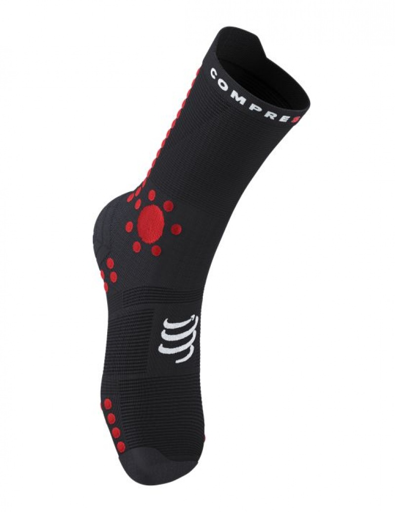 Meias Compressport Pro Racing Socks v4.0 Trilha Pretas Vermelhas | 80754SNRL