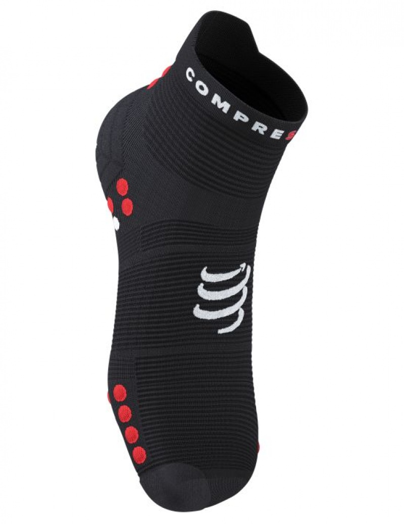 Meias Compressport Pro Racing Socks v4.0 Run Low Pretas Vermelhas | 83190CWXI