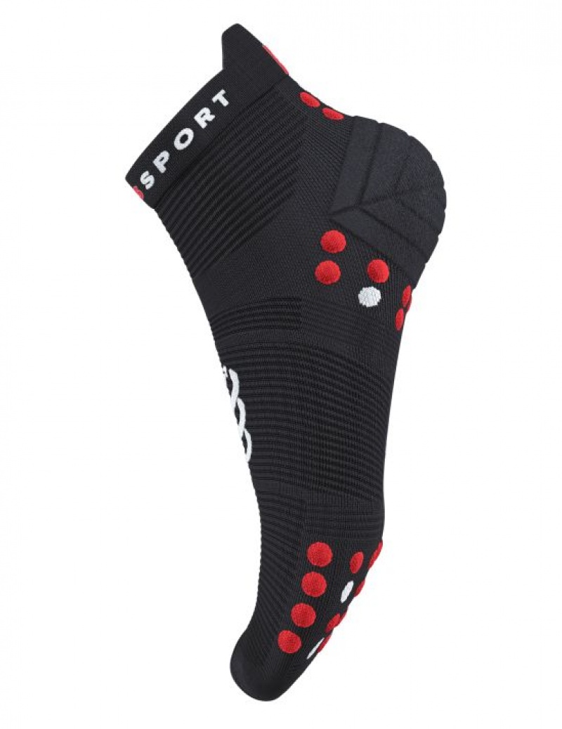 Meias Compressport Pro Racing Socks v4.0 Run Low Pretas Vermelhas | 83190CWXI