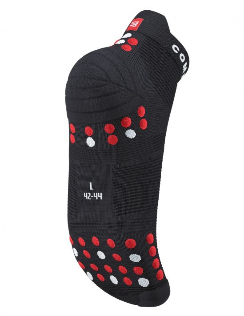 Meias Compressport Pro Racing Socks v4.0 Run Low Pretas Vermelhas | 83190CWXI