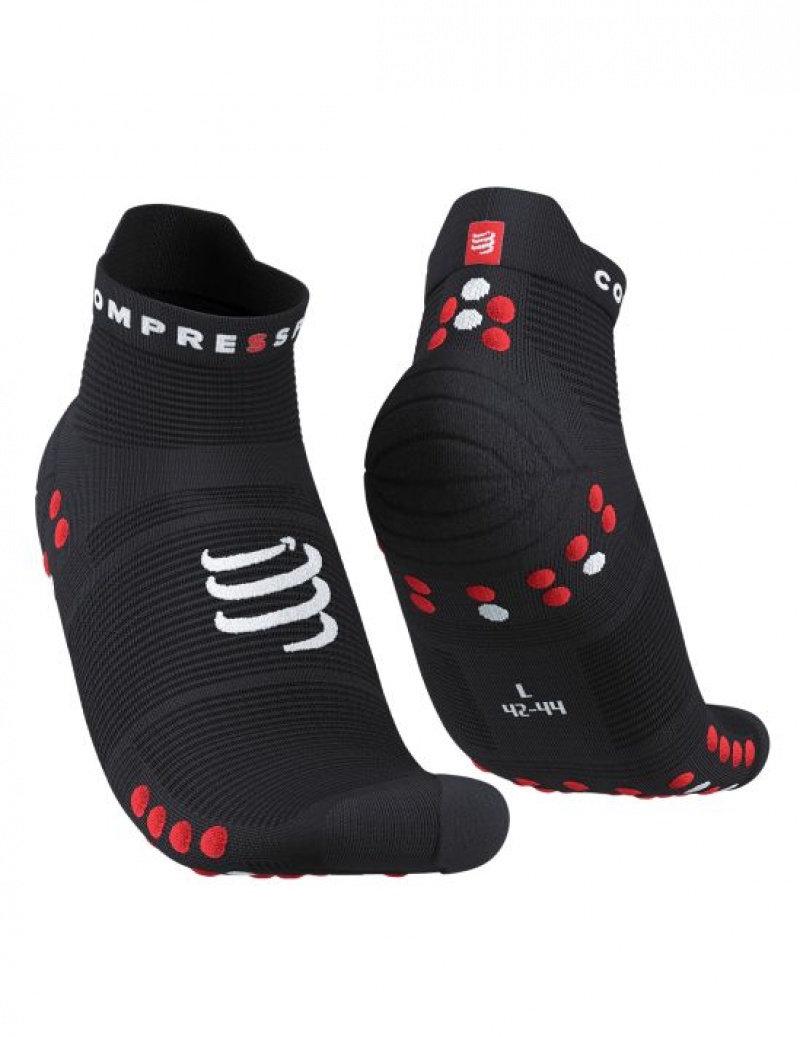 Meias Compressport Pro Racing Socks v4.0 Run Low Pretas Vermelhas | 83190CWXI