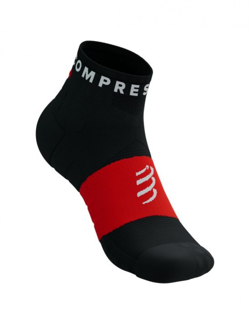 Meias Compressport Ultra Trilha Low Socks Pretas Vermelhas | 31628KDJA