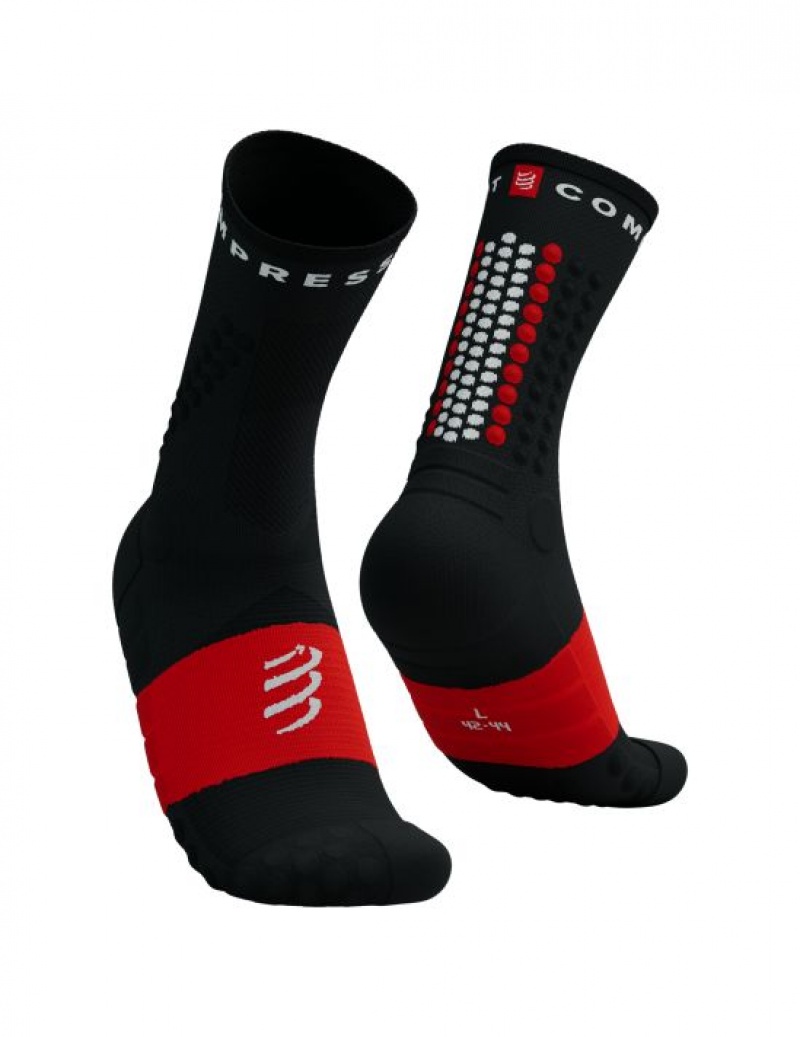 Meias Compressport Ultra Trilha Socks V2.0 Pretas Vermelhas | 42978SFYR