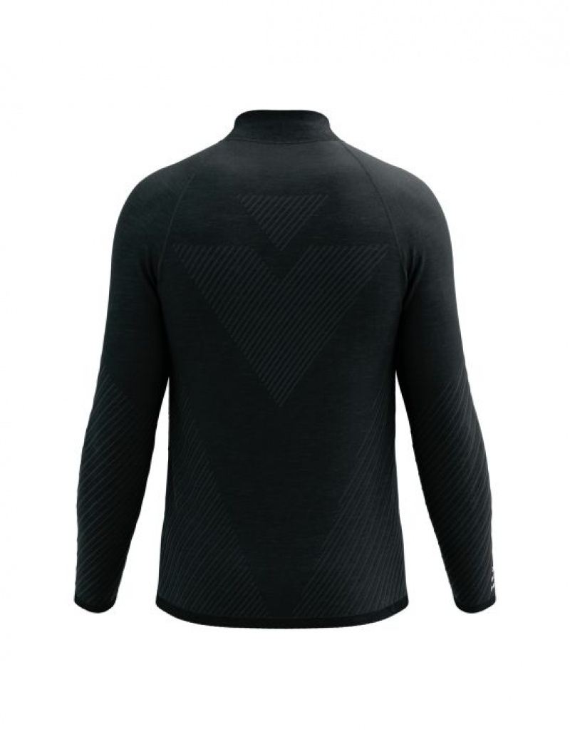 Moletom com Capuz Compressport Seamless Zip Sweatshirt Masculino Pretas | 51369MHXO